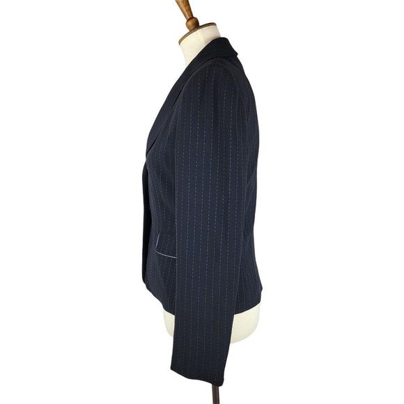 Tahari Black Purple Stripe Single Breasted Two Button Tank Top Blazer Set Size 4 - Picture 3 of 15